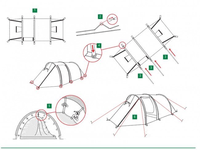 Треккинговая палатка KSL Half Roll 3, зеленая
