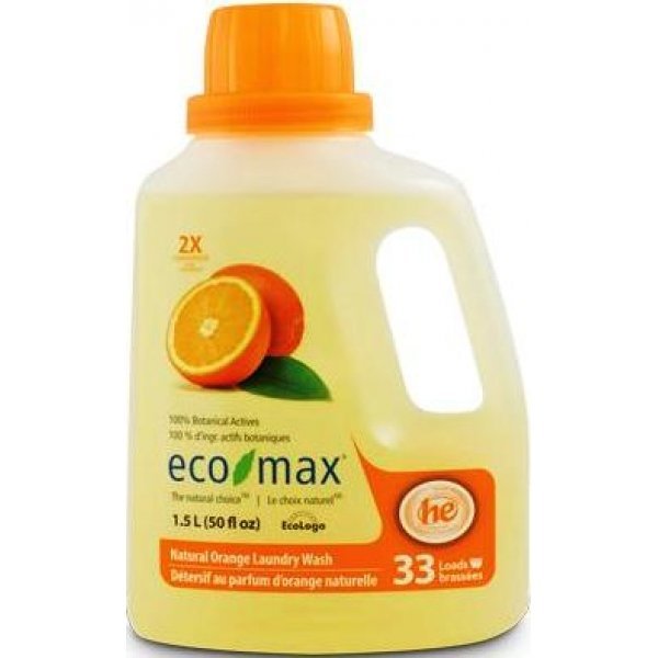 Eco-Max/ Концентрированное натуральное жидкое средство для стирки «Апельсин», 1,05 л