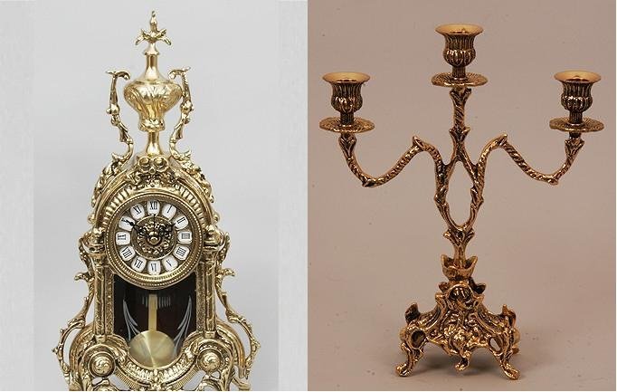 Набор часы + пара канделябров золото (арт. 5084/4041 )