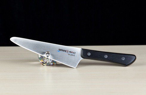 Нож кухонный топорик Samura by MAC кливер 170 мм, AUS-8, с рукоятью из чёрной пакки, SA-0040
