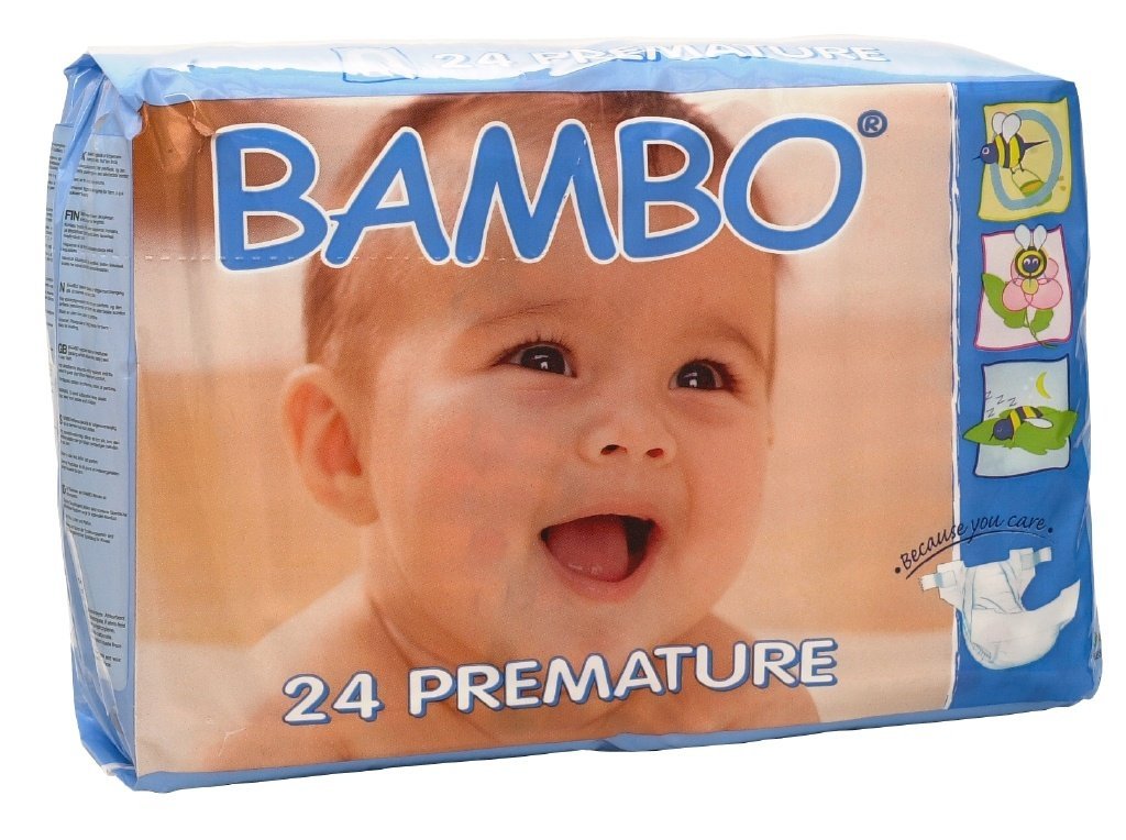 BAMBO Nature/ Детские эко-подгузники для недоношенных 1-3 кг, 24 шт.