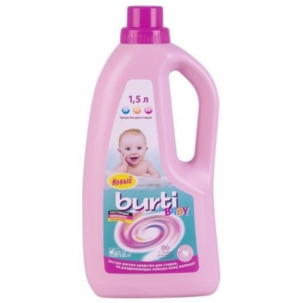 BURTI/ Универсальное жидкое средство для стирки детского белья Burti liquid Baby, 1,5 л.