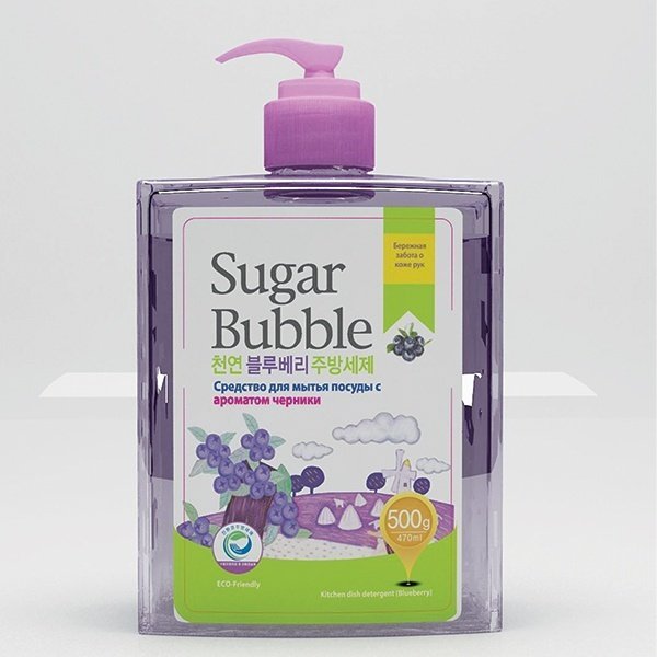 Sugar Bubble/ Средство для мытья посуды с ароматом черники, 500 мл.