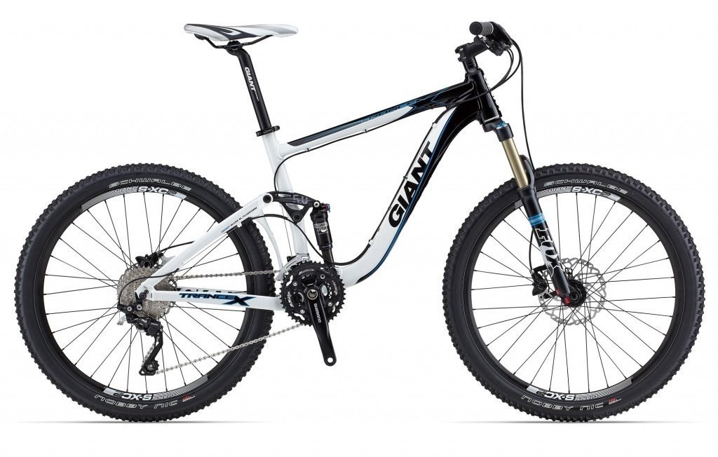 Велосипед Giant Trance X 2, рама: 16 (S), цвет: черный, белый, голубой