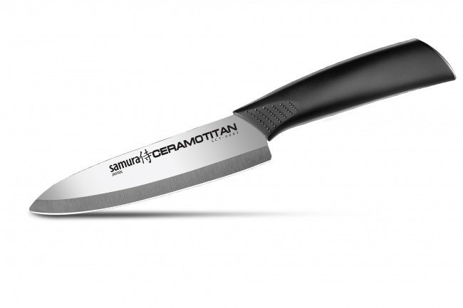 SCT-0021 Нож кухонный CERAMOTITAN универсальный 125 мм, черная рукоять, mirror