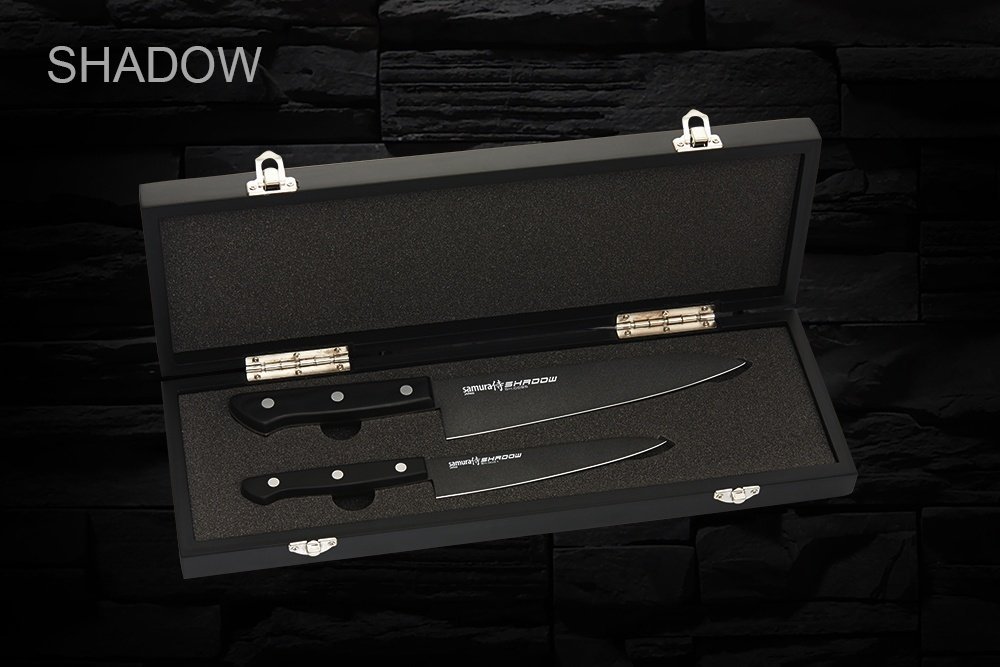 Набор ножей Samura SHADOW с покрытием BLACK FUSO (Шеф 200 мм и овощной 135 мм), AUS-8, G-10