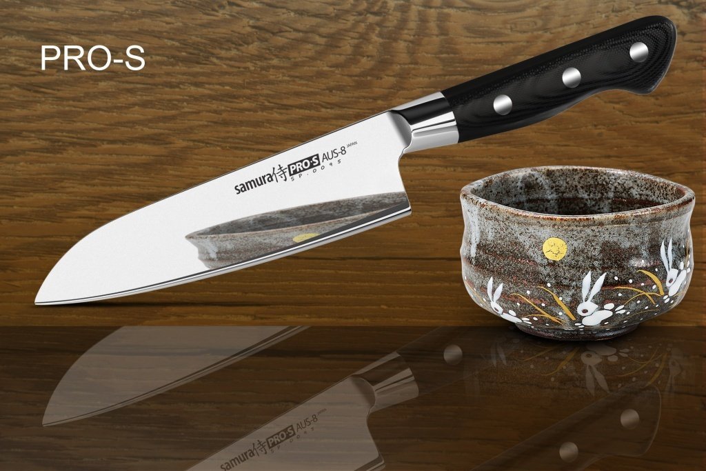 Нож кухонный стальной Сантоку Samura PRO-S