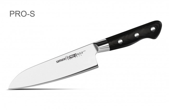 Нож кухонный стальной Сантоку Samura PRO-S