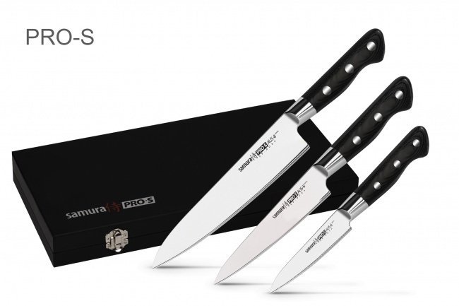 Набор из 3 ножей Samura PRO-S, SP-0010, SP-0023, SP-0085 в подарочной коробке, G-10
