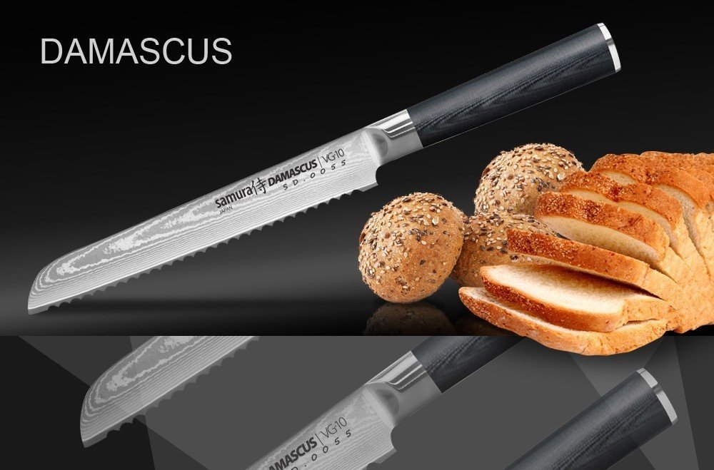 Нож кухонный стальной для хлеба Samura Damascus