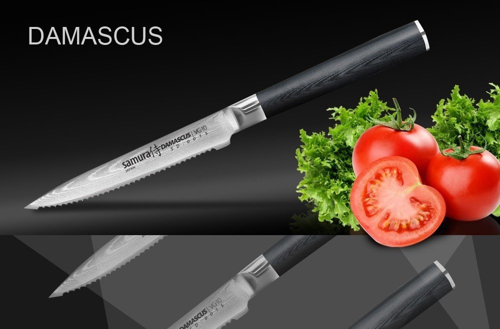Нож кухонный стальной для томатов Samura Damascus