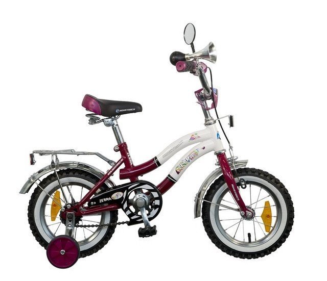 Велосипед детский двухколесный NOVATRACK 12 Z Зебра, бордово/белый