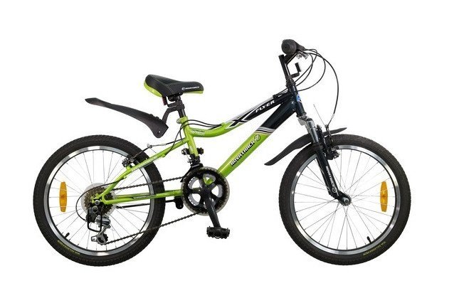 Велосипед детский двухколесный NOVATRACK 20 FLYER, зелёный/чёрный