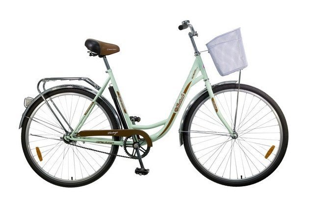Велосипед женский дорожный NOVATRACK 28 LADY VINTAGE, зелёный + передняя корзина