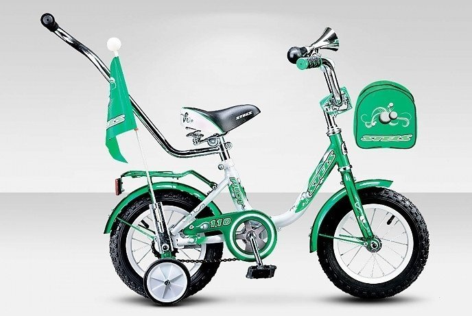Велосипед детский двухколесный STELS Pilot 110 12, зелёный/белый