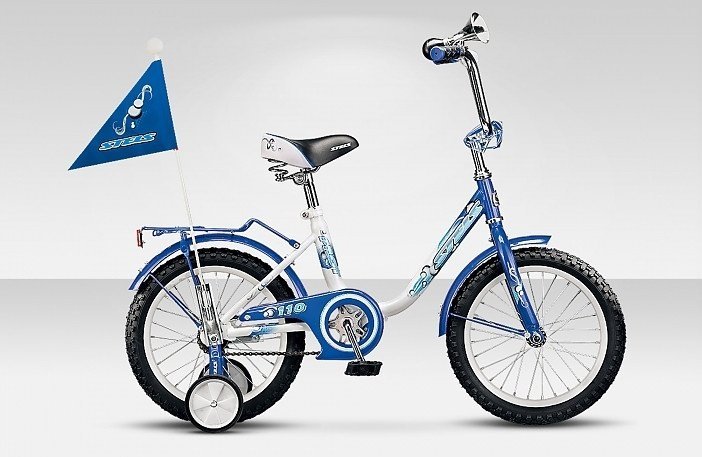 Велосипед детский двухколесный STELS Pilot 110 14, синий/белый