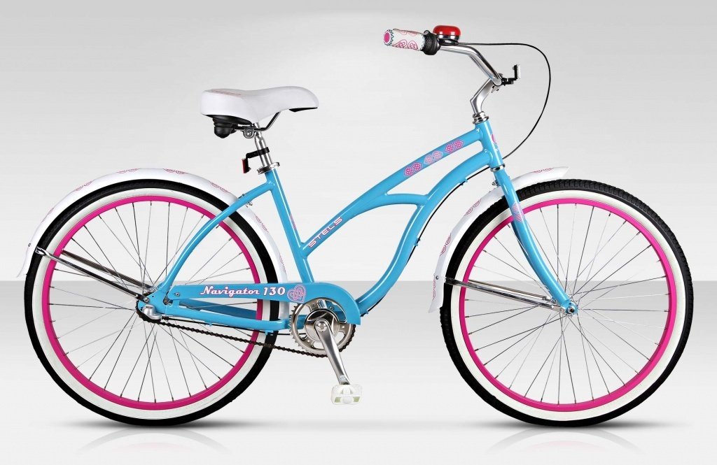 Женский дорожный велосипед STELS Navigator 130 Lady 3sp, голубой/белый/розовый