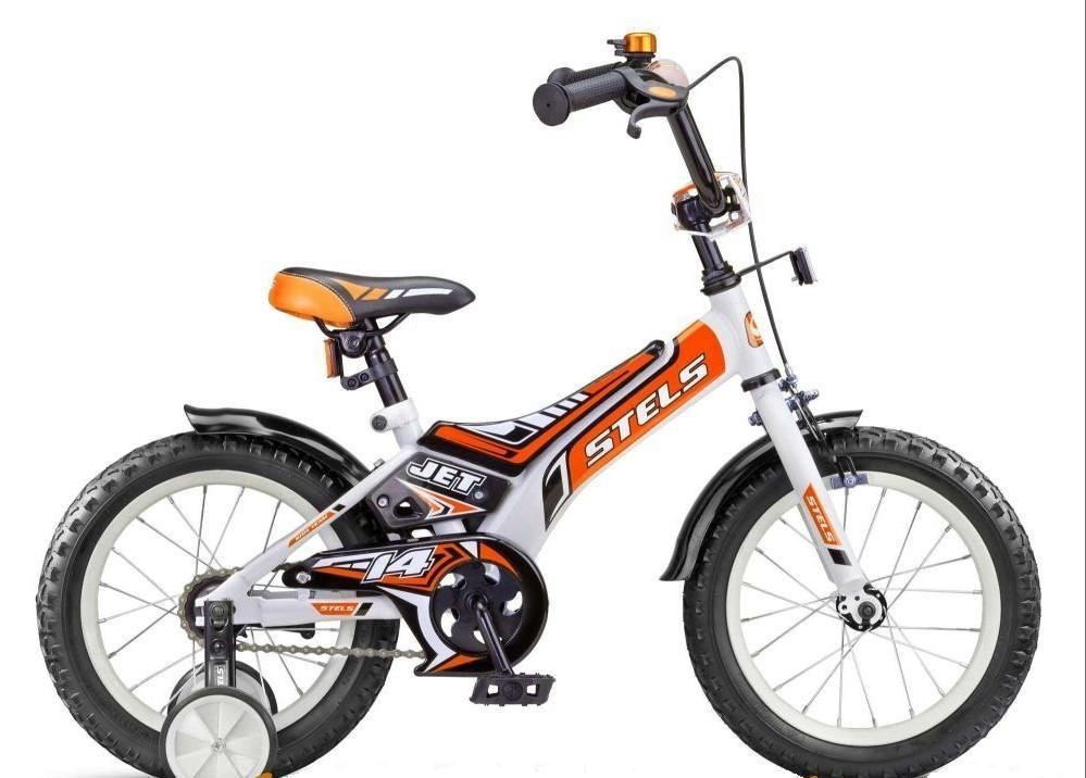 Велосипед детский двухколесный STELS Jet 14, белый/оранжевый/чёрный