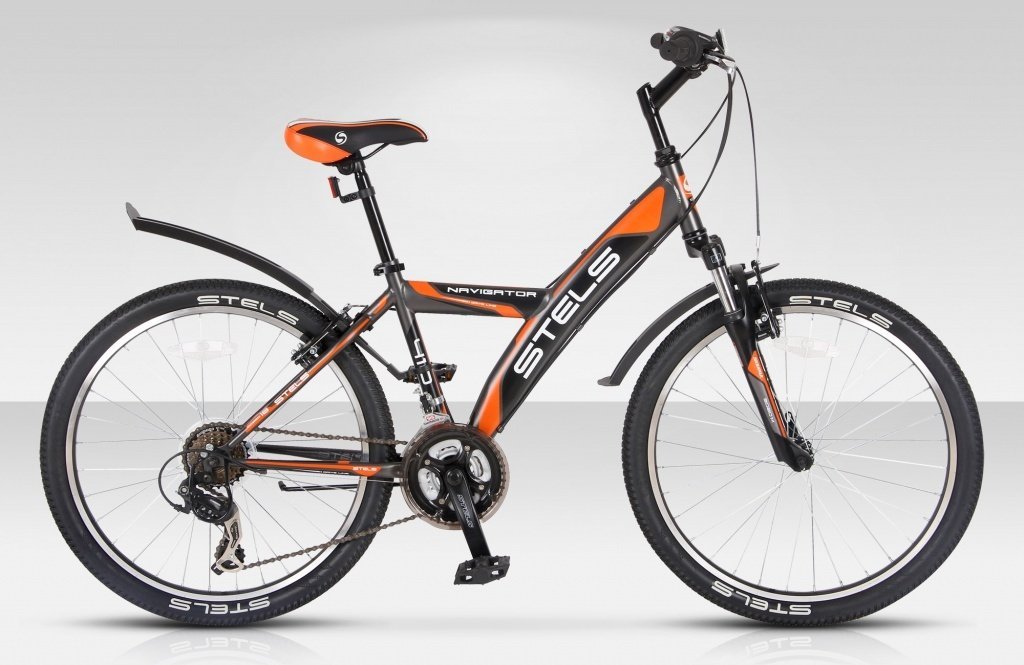 Подростковый велосипед для кросс-кантри STELS Navigator 410 V 24 (2015), черно-оранжевый