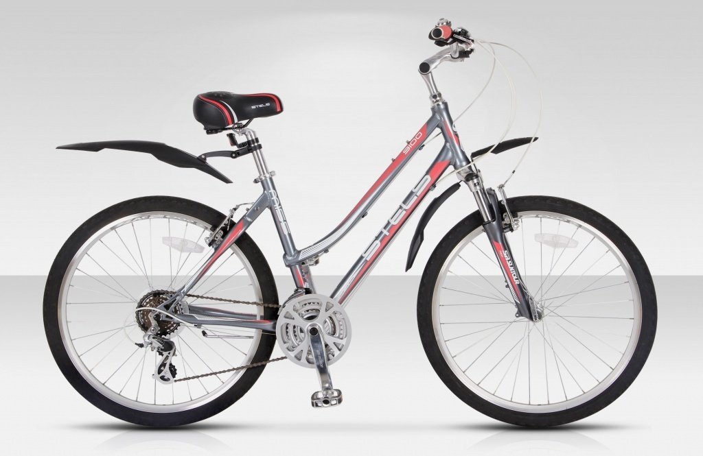 Женский велосипед для кросс-кантри STELS Miss 9100 V 26 (2015), серый/красный