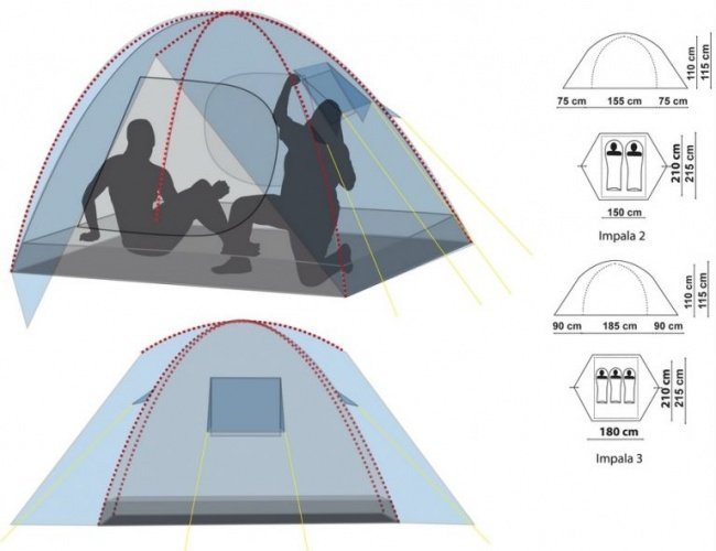 Палатка туристическая Canadian Camper IMPALA 2 (цвет royal дуги 8,5 мм)