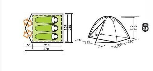Палатка туристическая Canadian Camper JET 3 AL (цвет green)