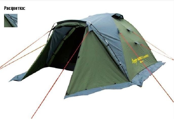 Палатка туристическая Canadian Camper KARIBU 3 comfort (цвет forest дуги 9,5 мм)