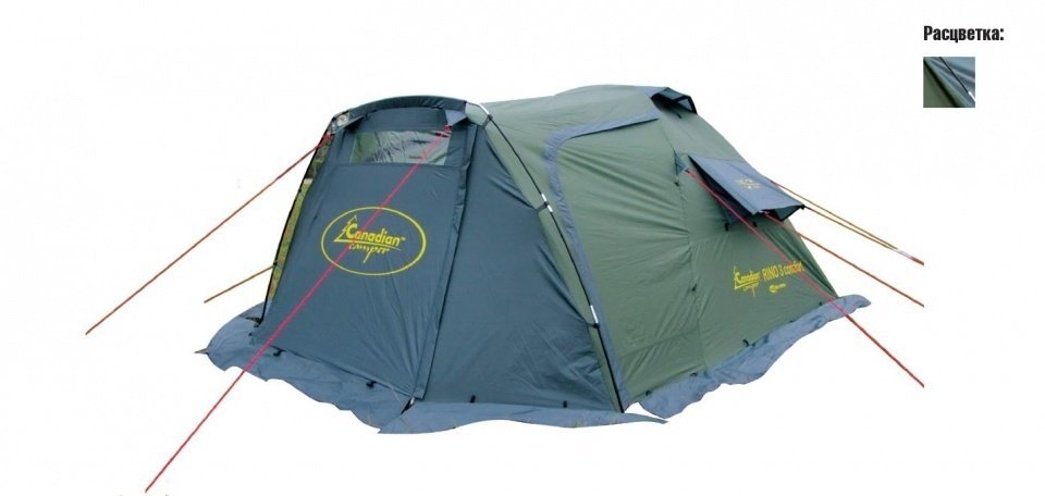 Палатка туристическая Canadian Camper RINO 3 comfort (цвет forest дуги 9,5 мм)
