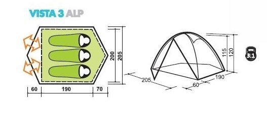 Палатка туристическая Canadian Camper VISTA 3 AL (цвет green)