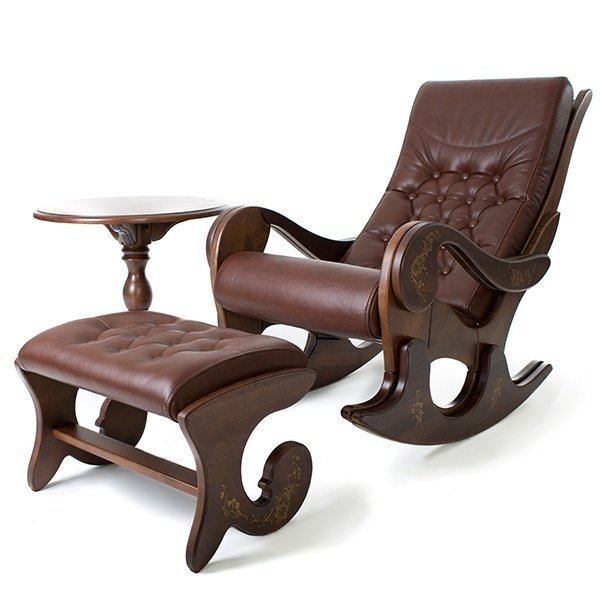Набор мебели кресло-качалка  + подножник + чайный столик Грация орех