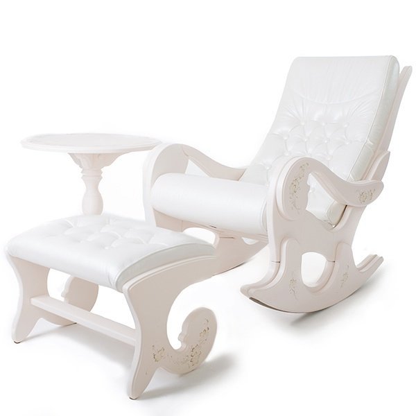 Набор мебели кресло-качалка  + подножник + чайный столик Грация жемчуг