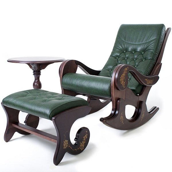 Набор мебели кресло-качалка  + подножник + чайный столик Грация грин