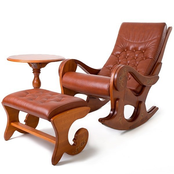 Набор мебели кресло-качалка  + подножник + чайный столик Грация вишня