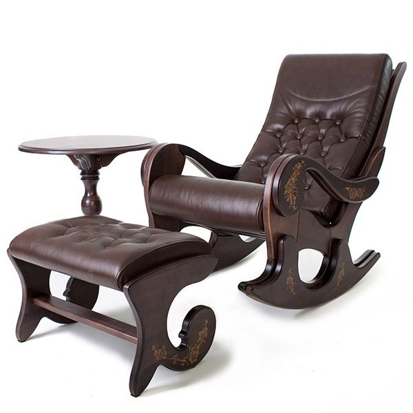 Набор мебели кресло-качалка  + подножник + чайный столик Грация венге