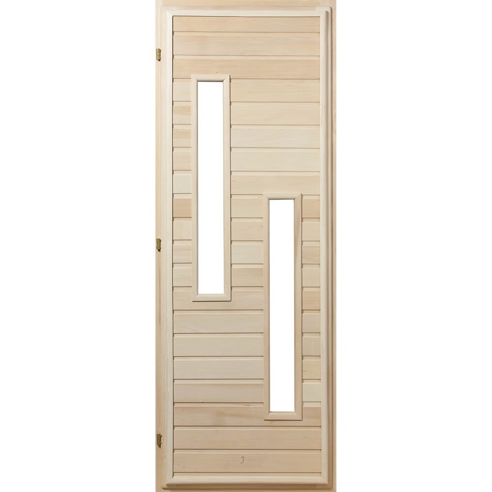 Дверь со стеклопакетом Узкие длинные прямоугольники, липа, коробка из сосны Банные штучки