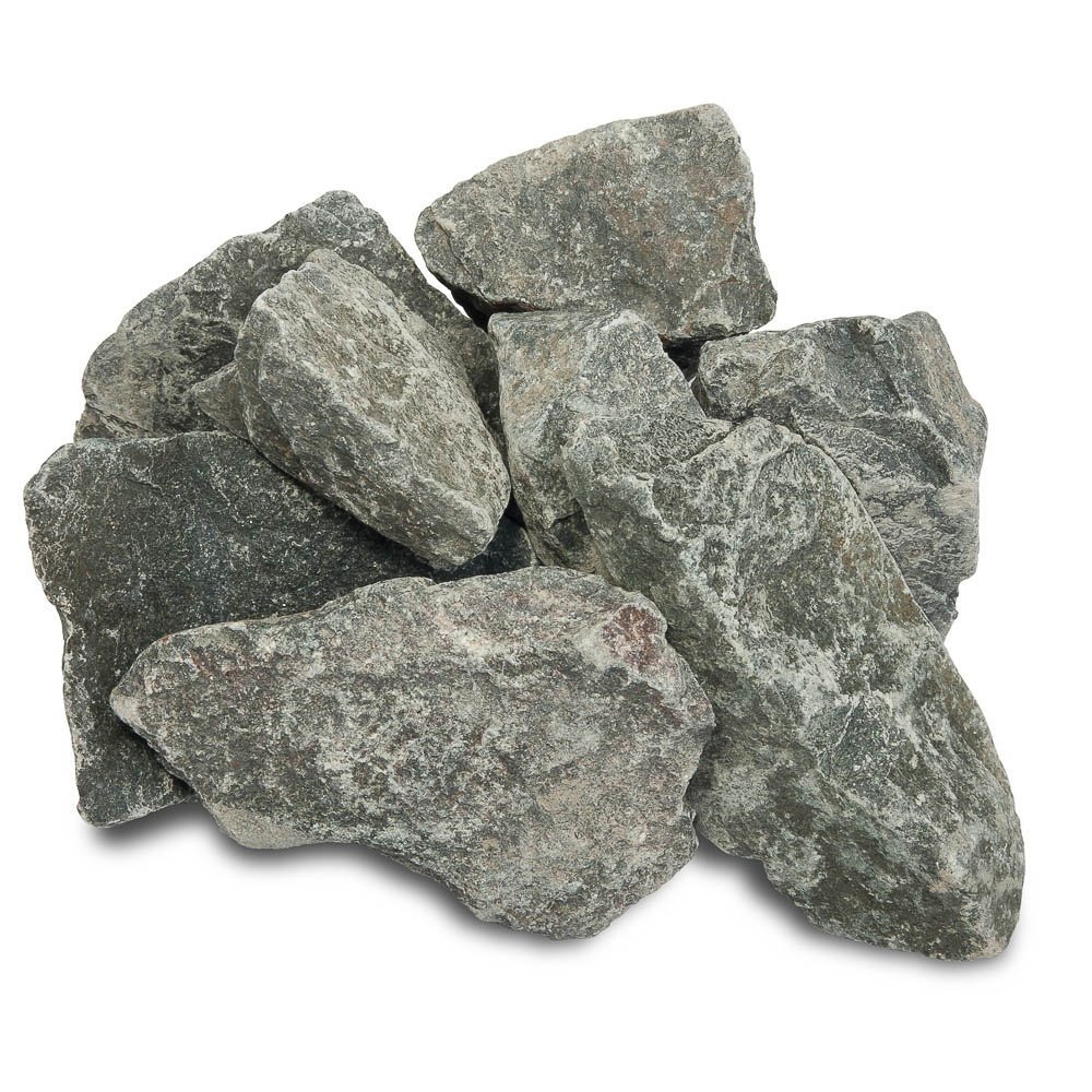 Камень Габбро-Диабаз Банные штучки, колотый, мелкая фракция, для электропечей, в коробке по 20 кг 
