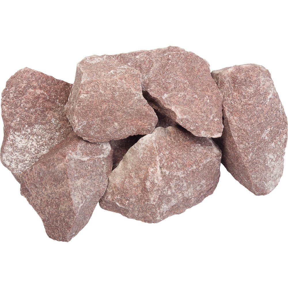Камень Кварцит малиновый Банные штучки, колотый, в коробке по 20 кг 